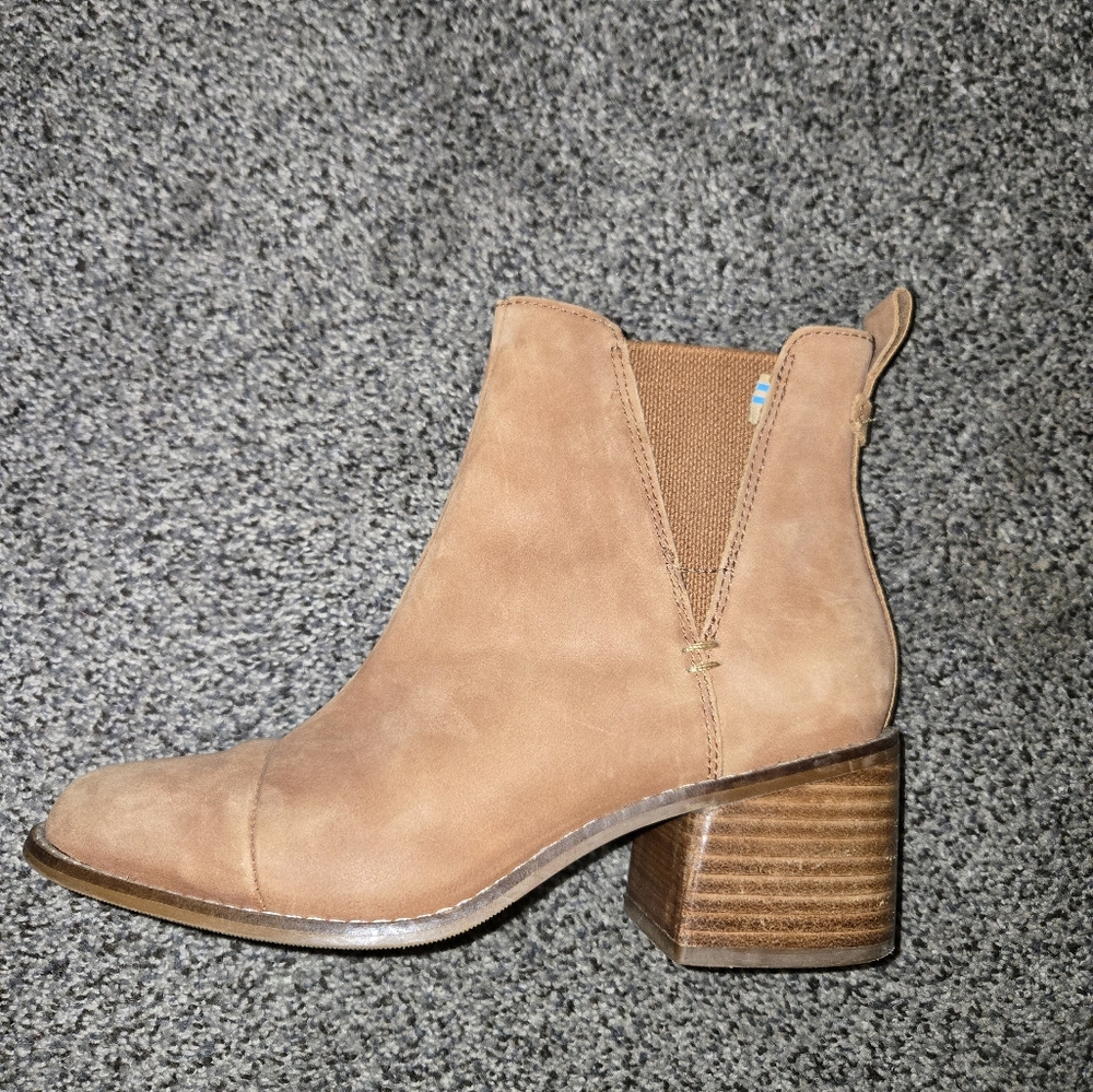 Toms Tan Ankle Booties with Suede Finish